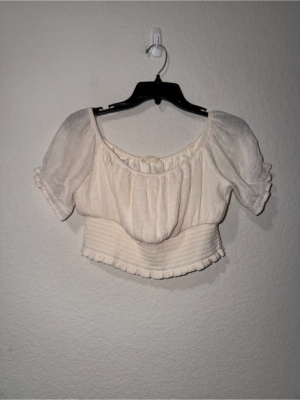 Altar'd State Cream Smocked Peasant Crop Top